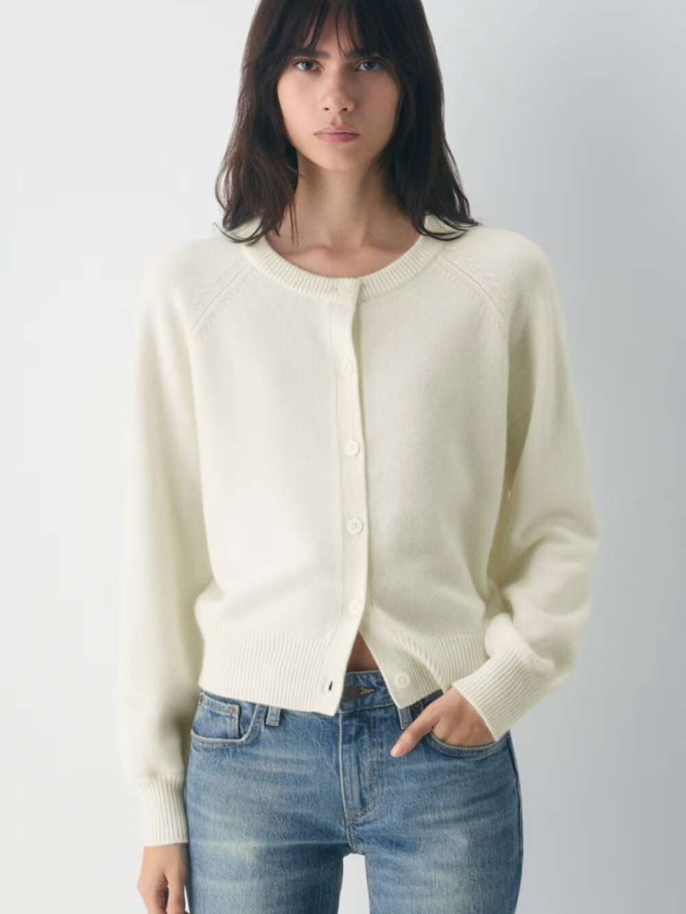Aritzia Wilfred Essential Wool Cashmere London Cardigan Light Birch Size Medium